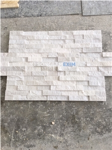Milky White Marble Stacked Stone Panel 5 Lines